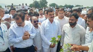 Agriculture Minister Dutta Bharane Sangamner Drought Inspection | Dutta Bharane Crop Damage Inspection Pimple Sangamner | Amol Khatal MLA Sangamner Drought Relief Demand | Maharashtra Agriculture Minister Farmers Relief Sangamner Ahilyanagar