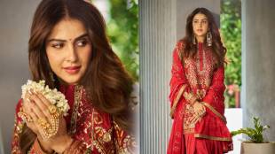 Genelia Deshmukh traditional red dress look