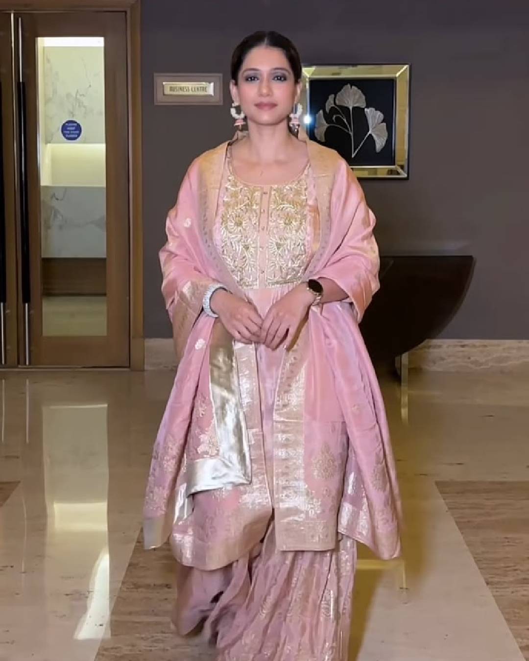 Urmila Kanetkar pink traditional dress
