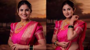 Pooja Birari pink saree look