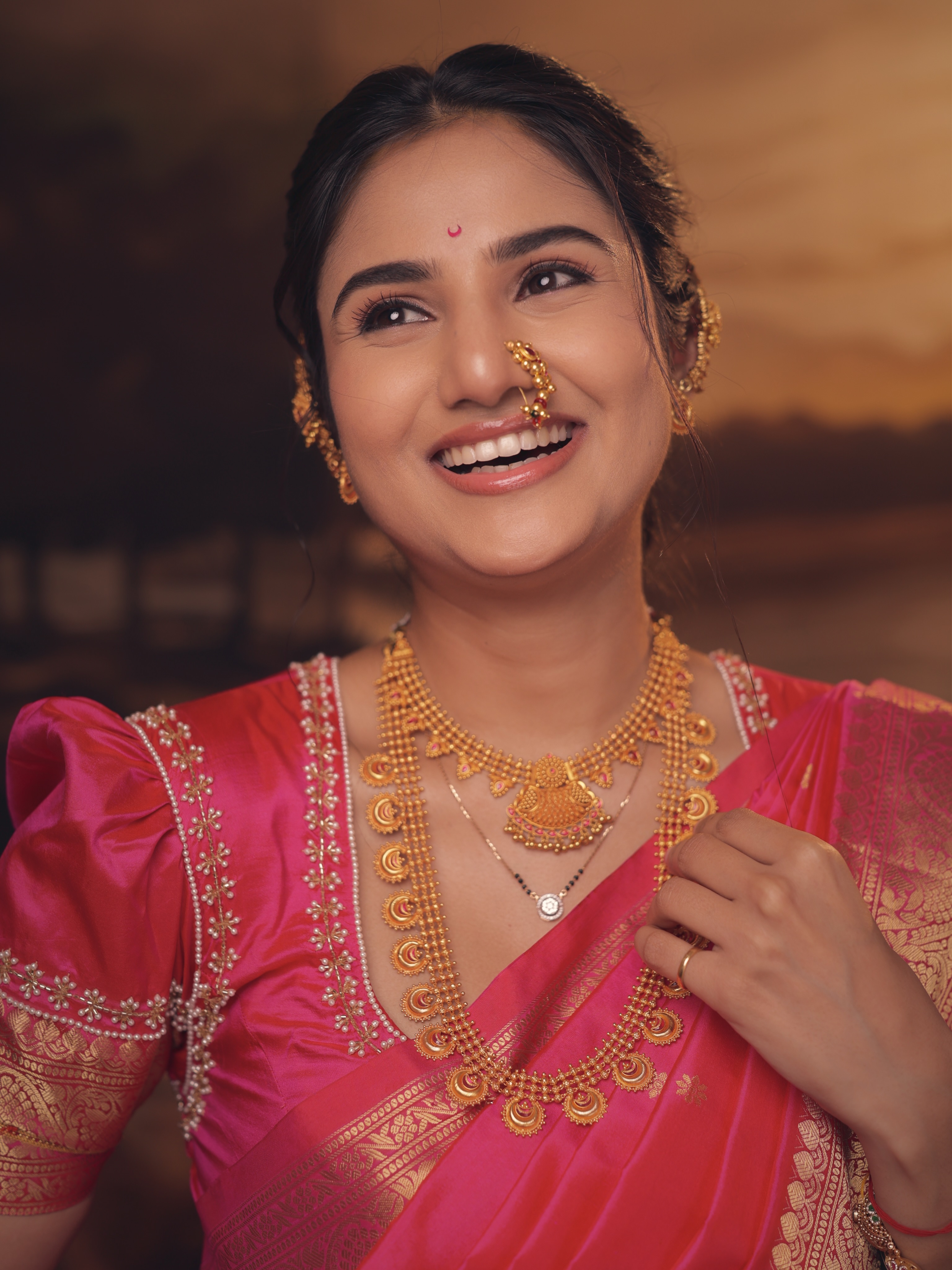 Pooja Birari Pink Nauvari Saree Look