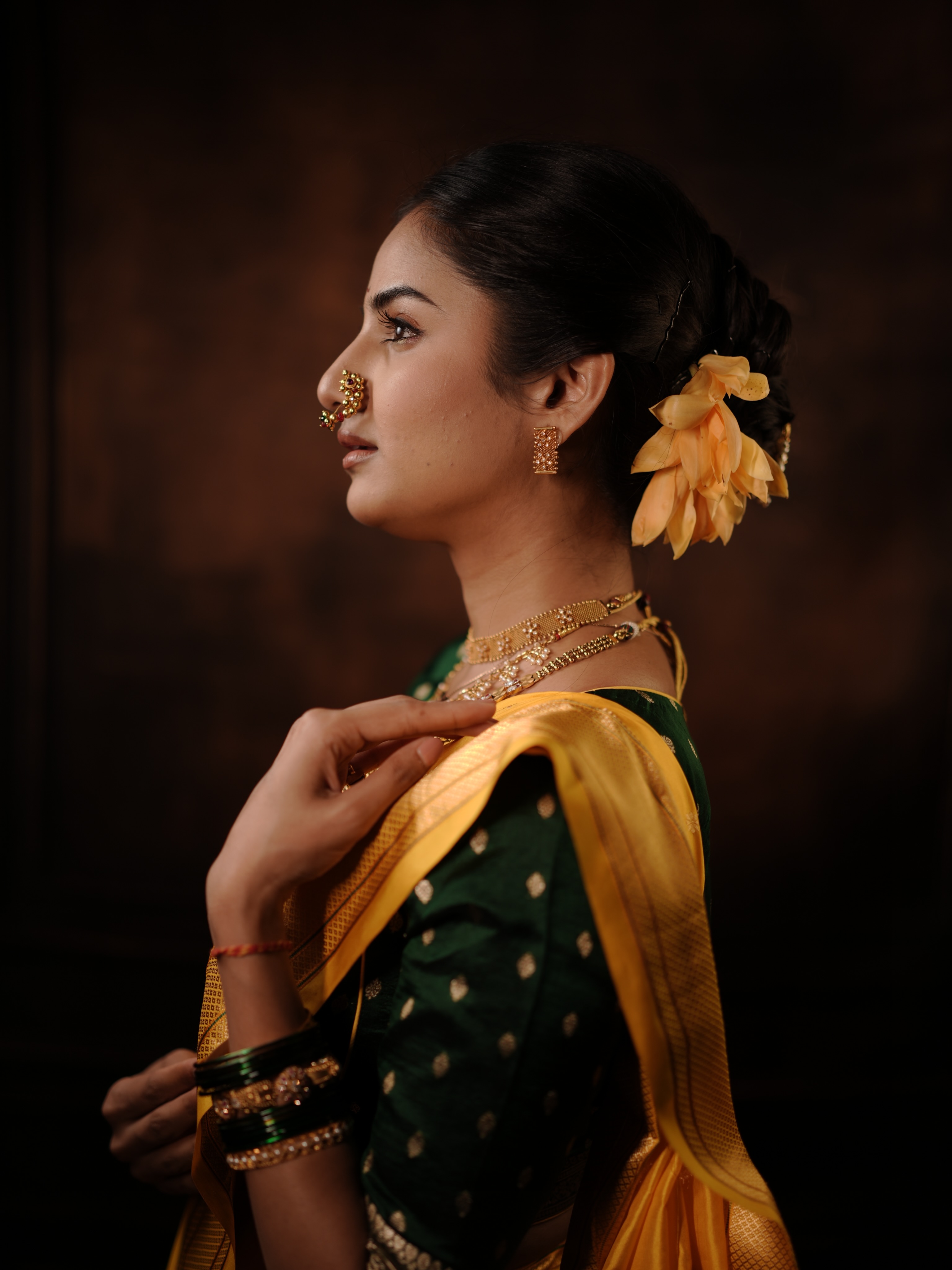 Pooja Birari Yellow Nauvari Saree Look
