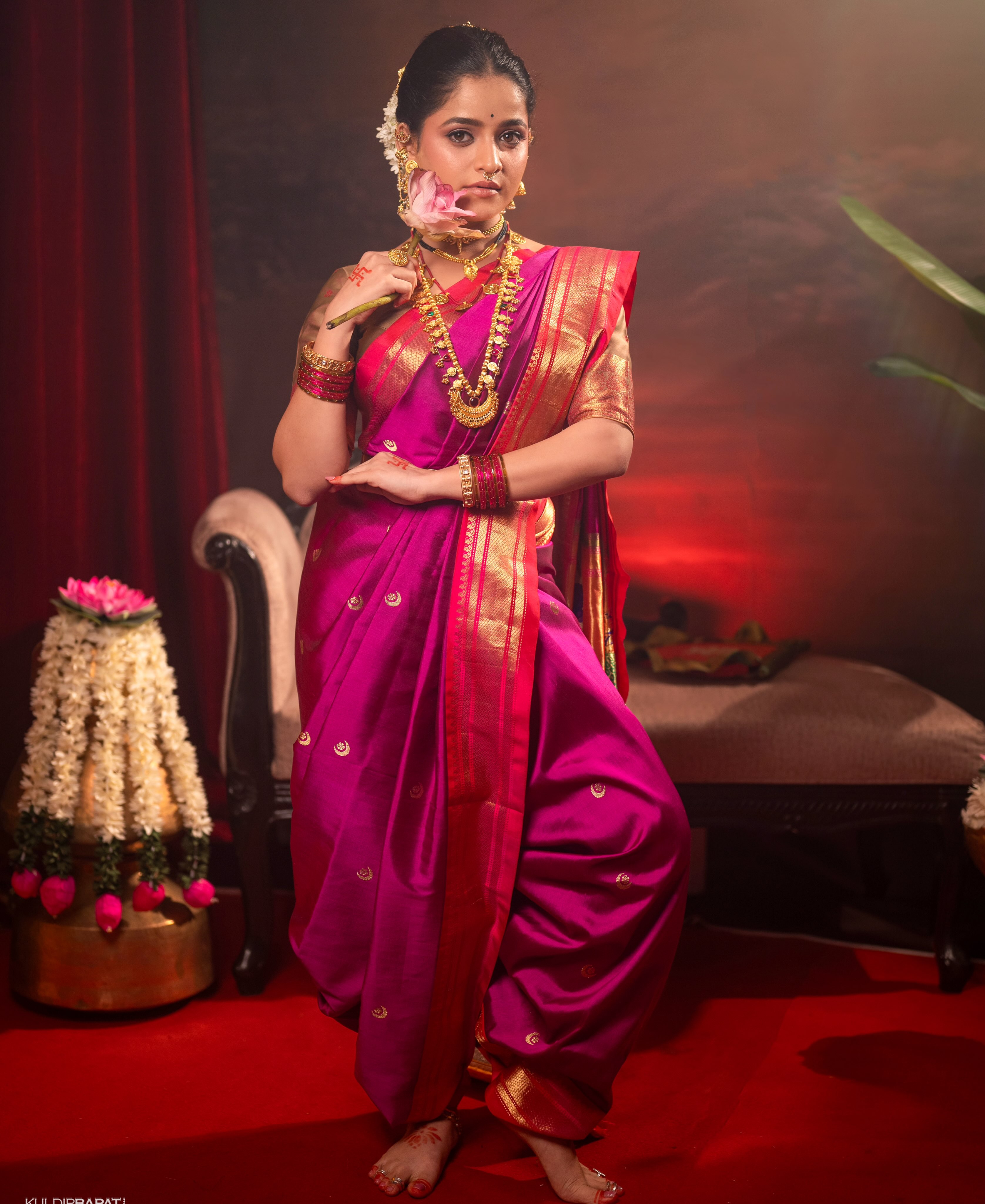Sharayu Sonawane Pink Nauvari Saree Look