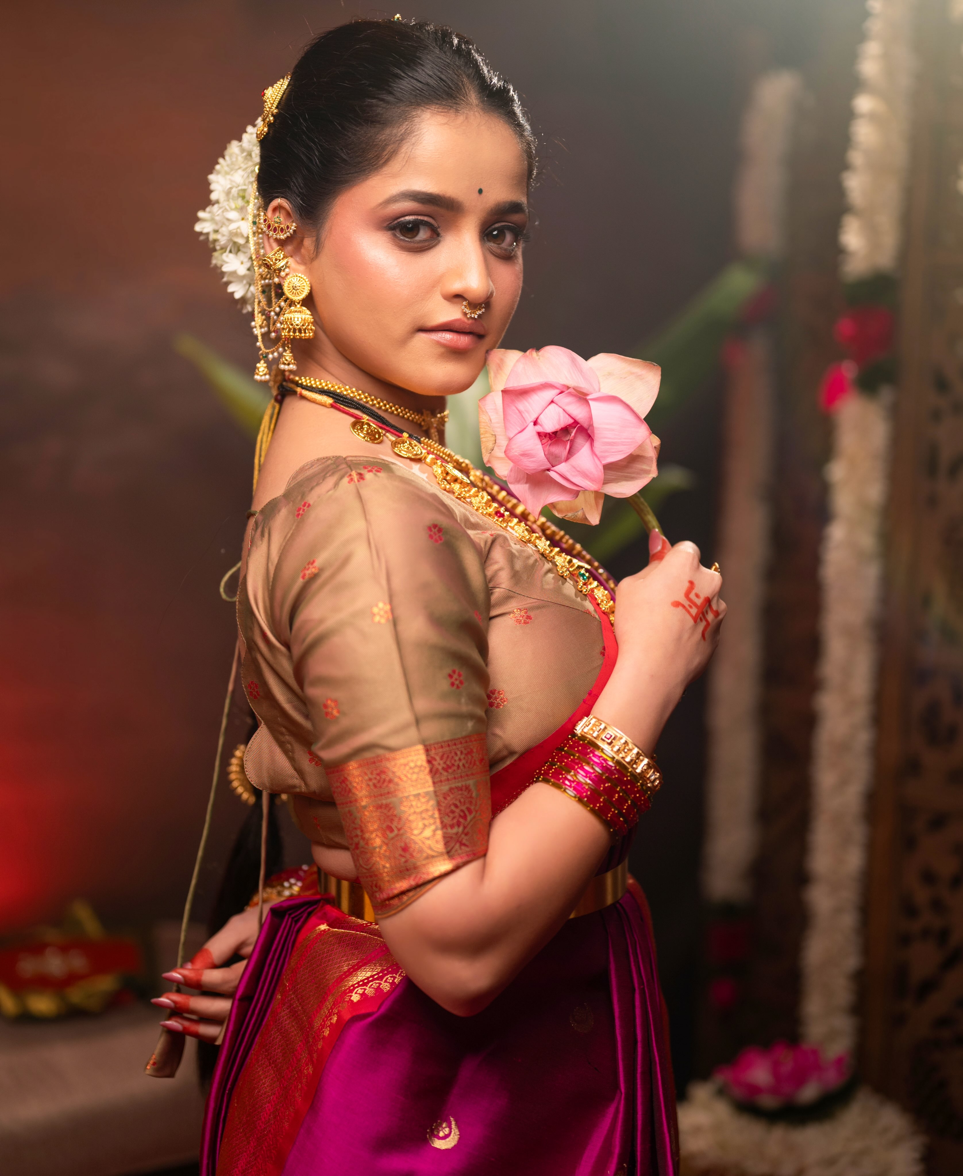 Sharayu Sonawane Pink Nauvari Saree Look