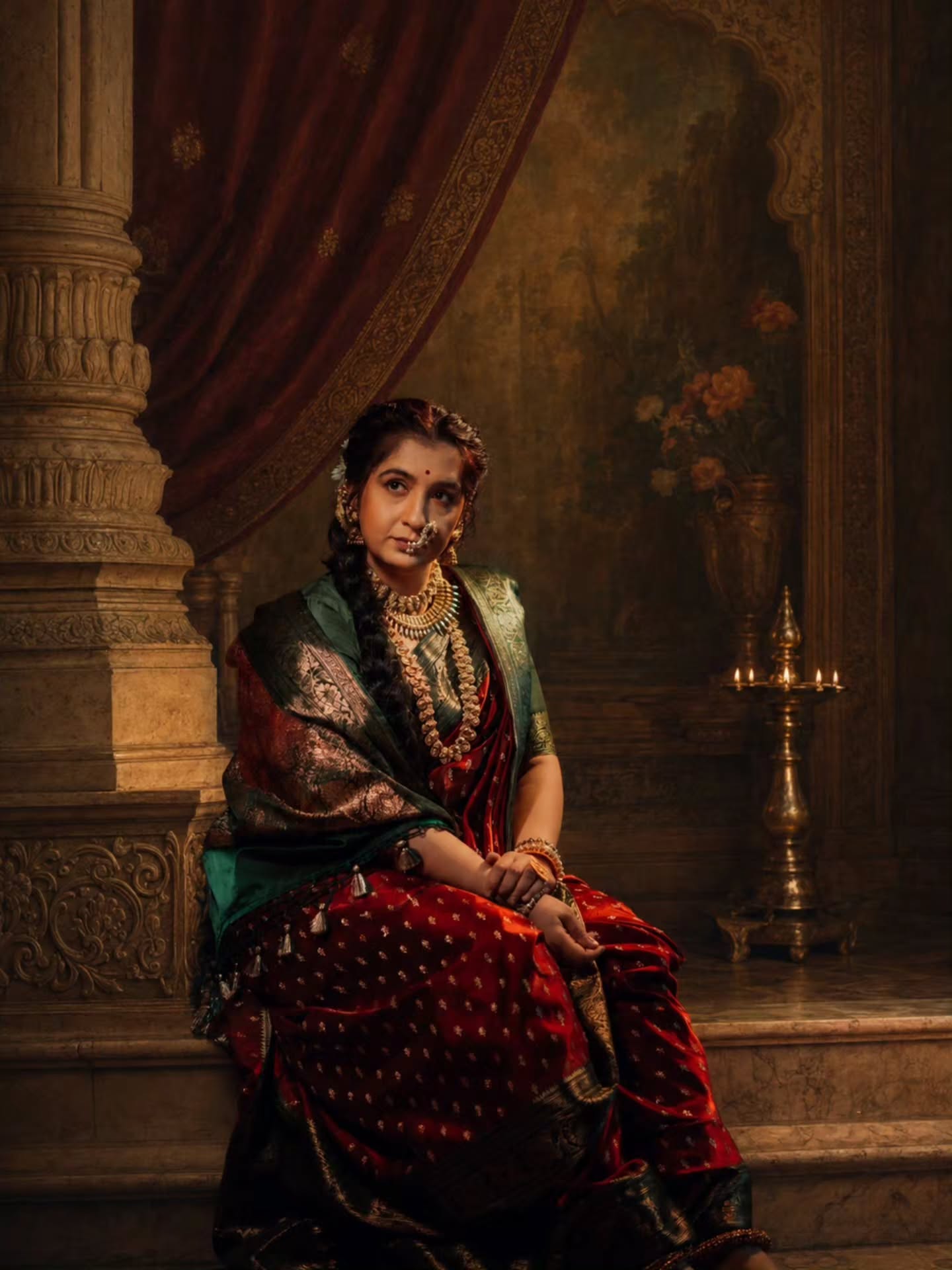 Snehlata Vasaikar Red Nauvari Saree Look
