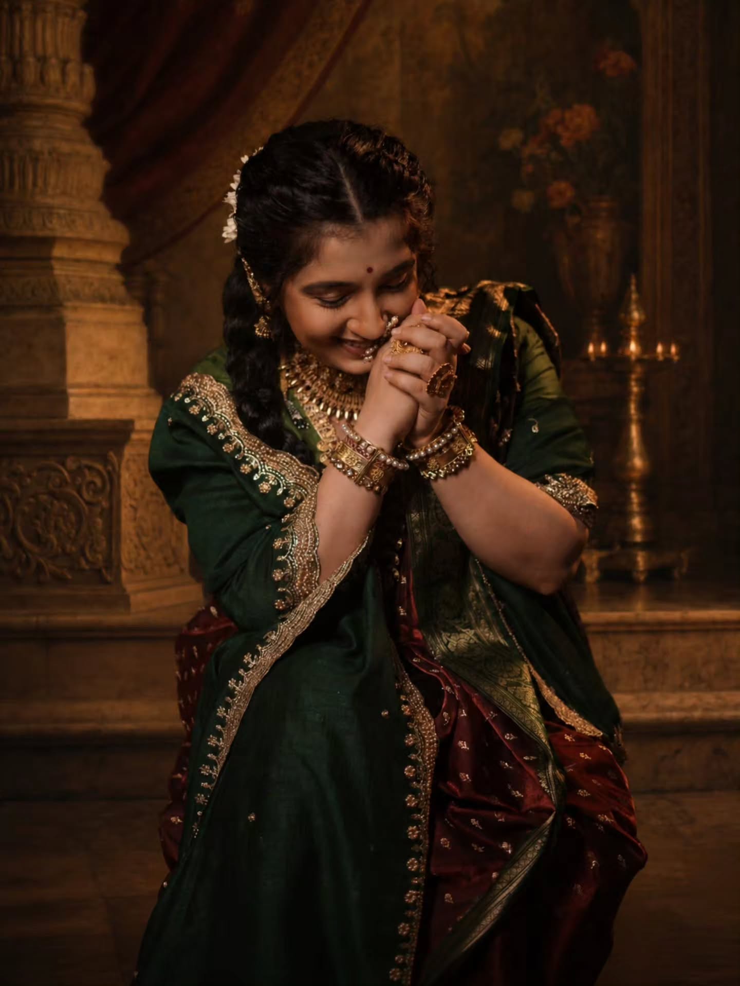 Snehlata Vasaikar Red Nauvari Saree Look