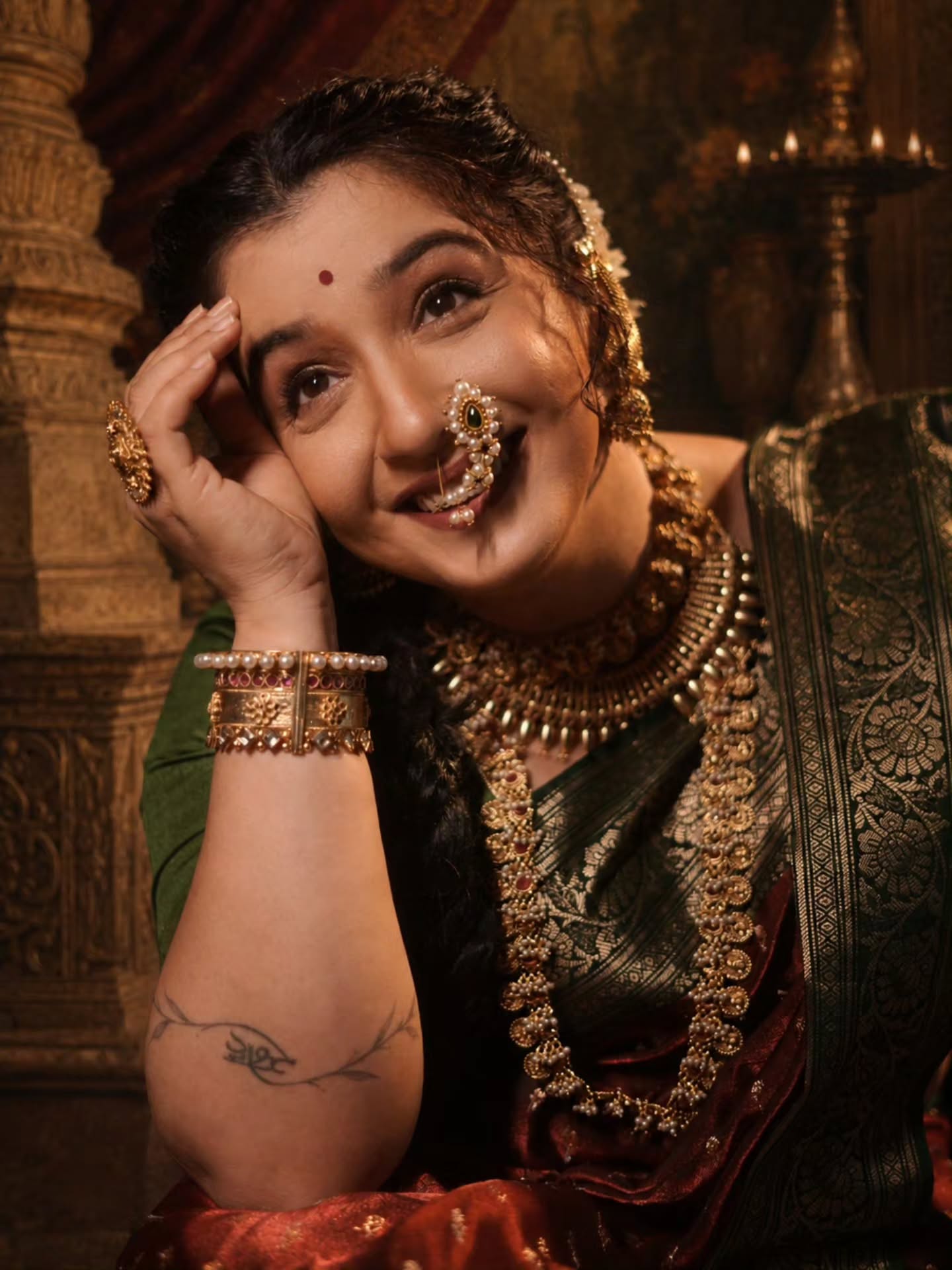 Snehlata Vasaikar Red Nauvari Saree Look