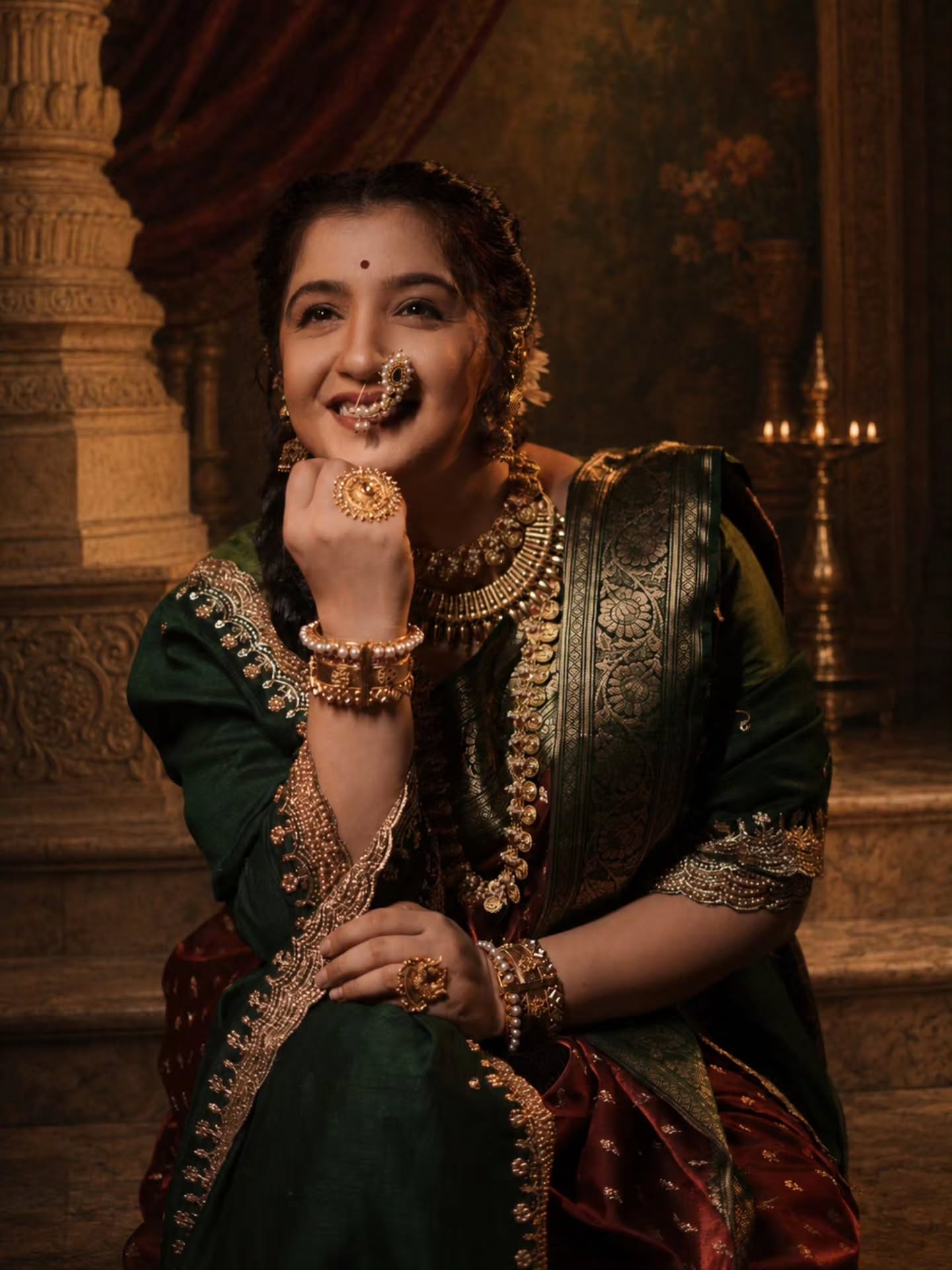Snehlata Vasaikar Red Nauvari Saree Look