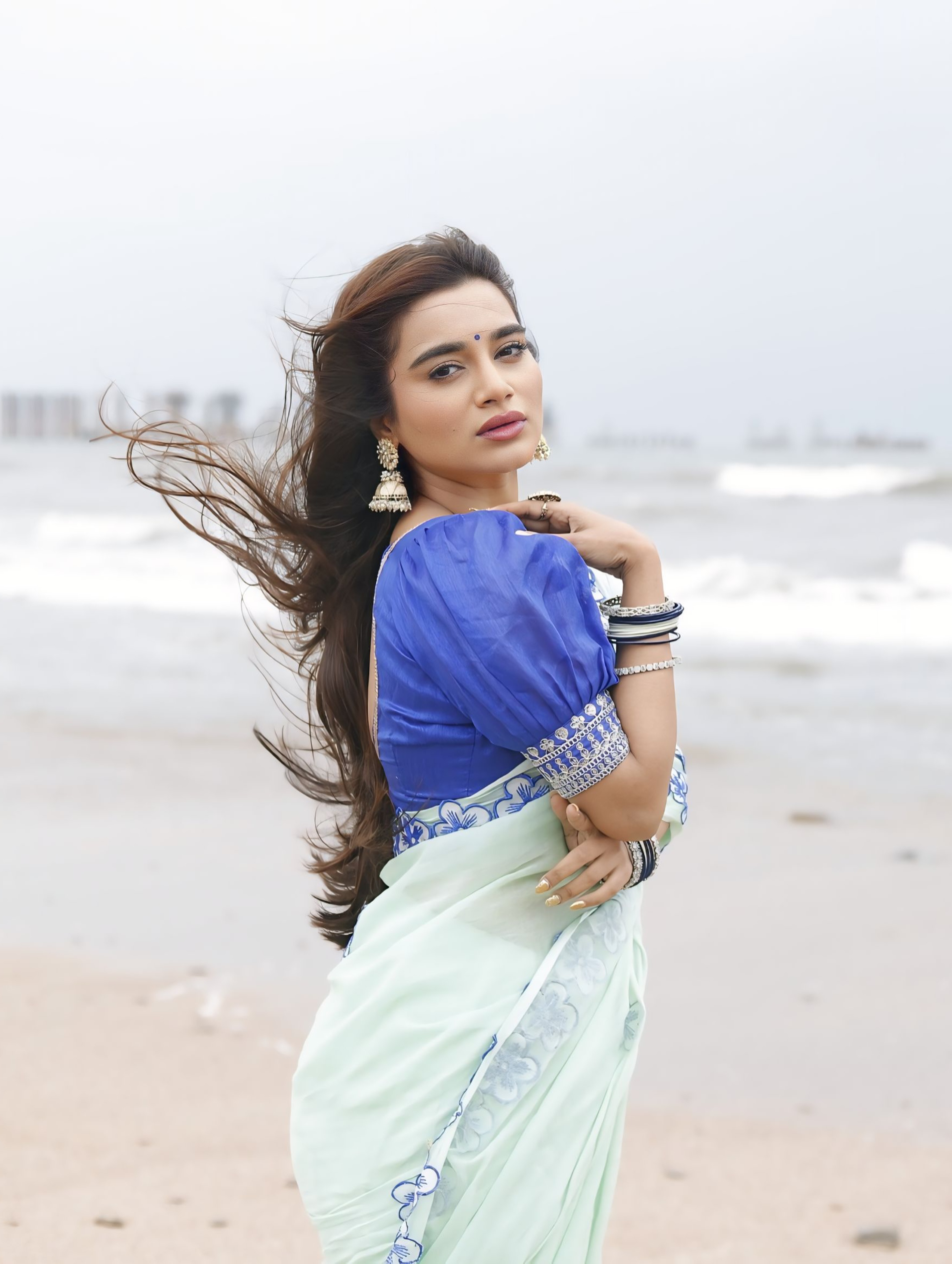 Tanvi Kolte Beach Saree Look Photoshoot