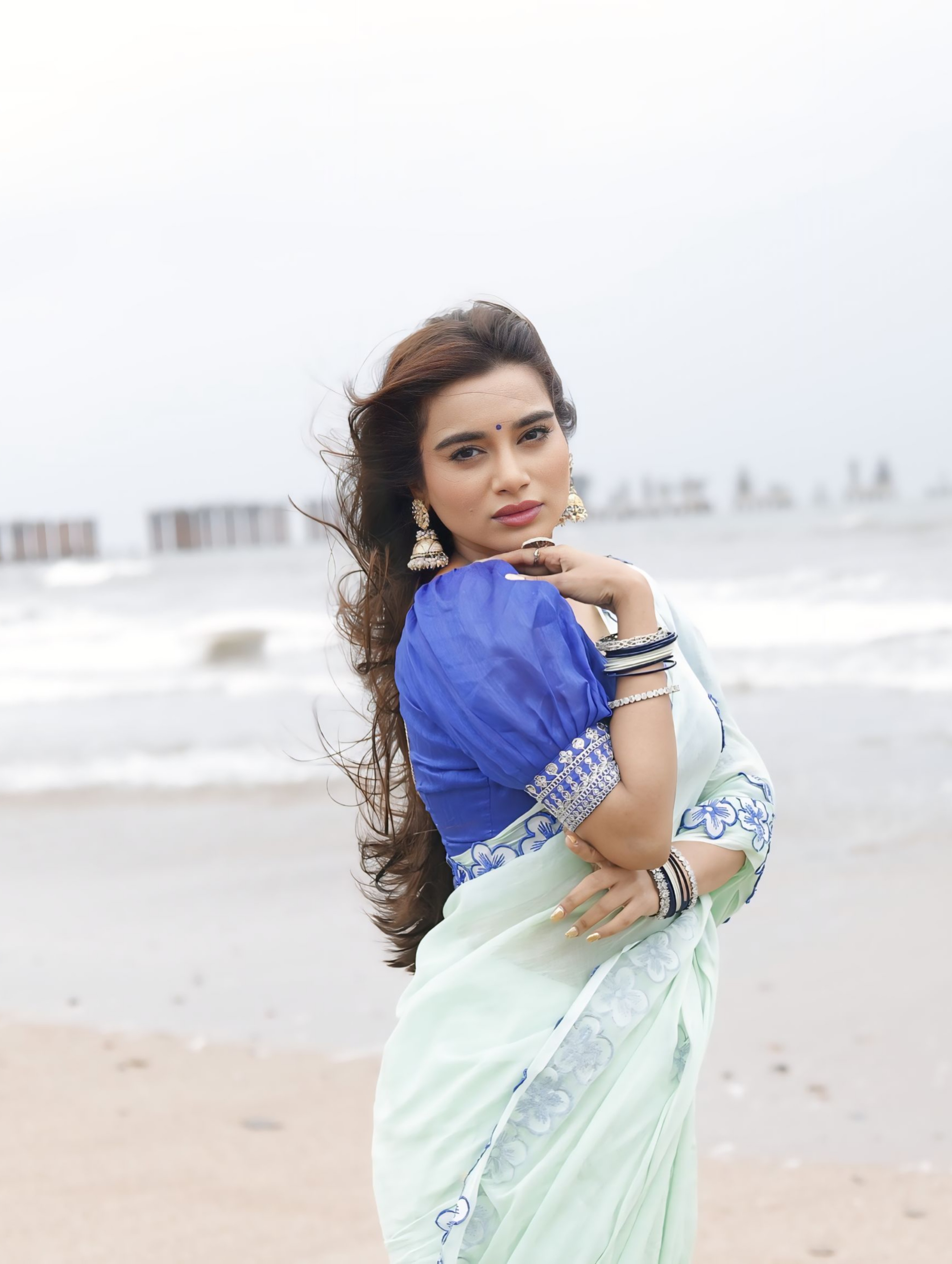 Tanvi Kolte Beach Saree Look Photoshoot
