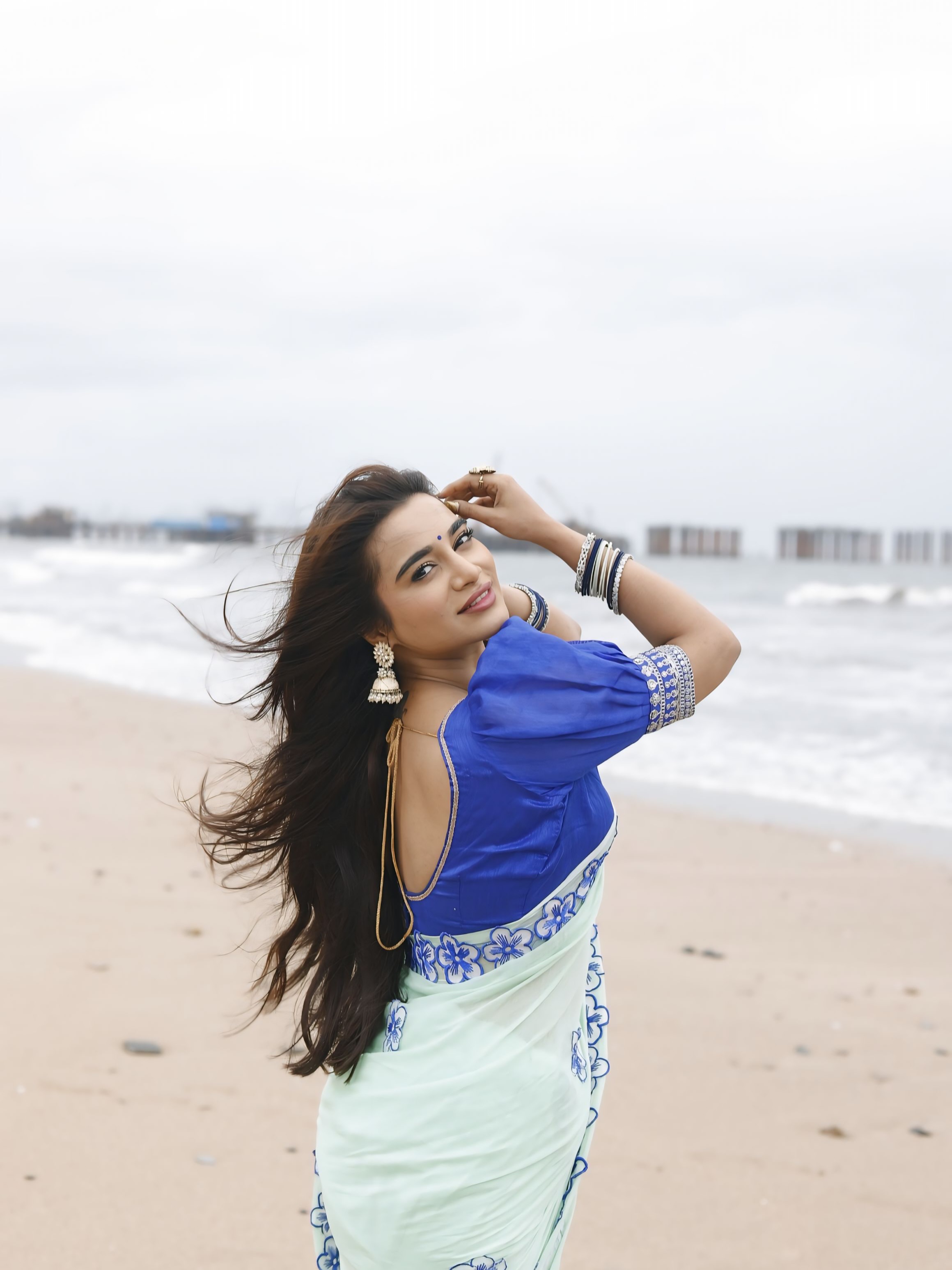 Tanvi Kolte Beach Saree Look Photoshoot