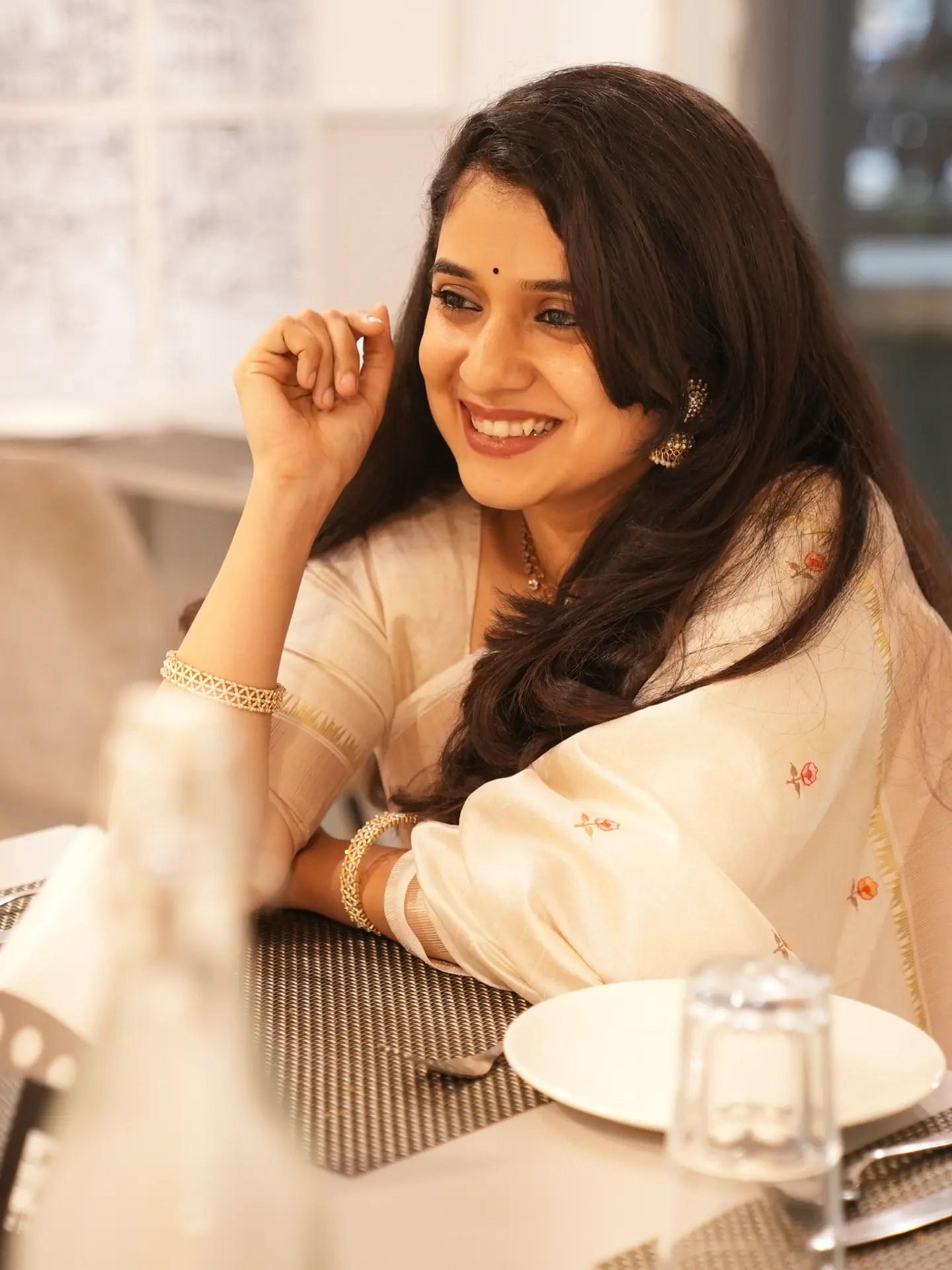 Vaishnavi Kalyankar Gaikwad White Saree Look