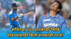 IND vs WI: चेजमास्टर विराट कोहलीचं षटकार खेचून दमदार शतक! सचिनचा १०० शतकांचा विक्रम मोडण्यासाठी किती शतकांची गरज?