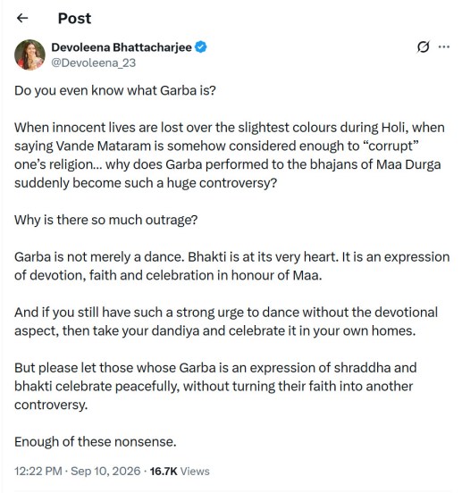 devoleena-bhattacharjee-amruta-fadnavis-garba-muslim-controversy