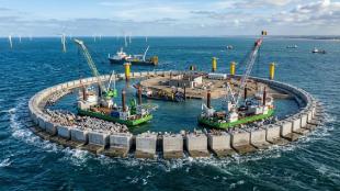 Belgium Artificial Island Project construction site in North Sea | Princess Elisabeth Island Belgium offshore wind energy grid