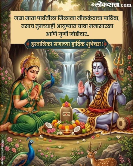 Hartalika Wishes 2026 : Happy Hartalika Tritiya wishes and greetings in Marathi