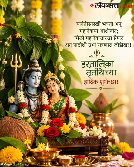 Hartalika Wishes 2026 : Happy Hartalika Tritiya wishes and greetings in Marathi