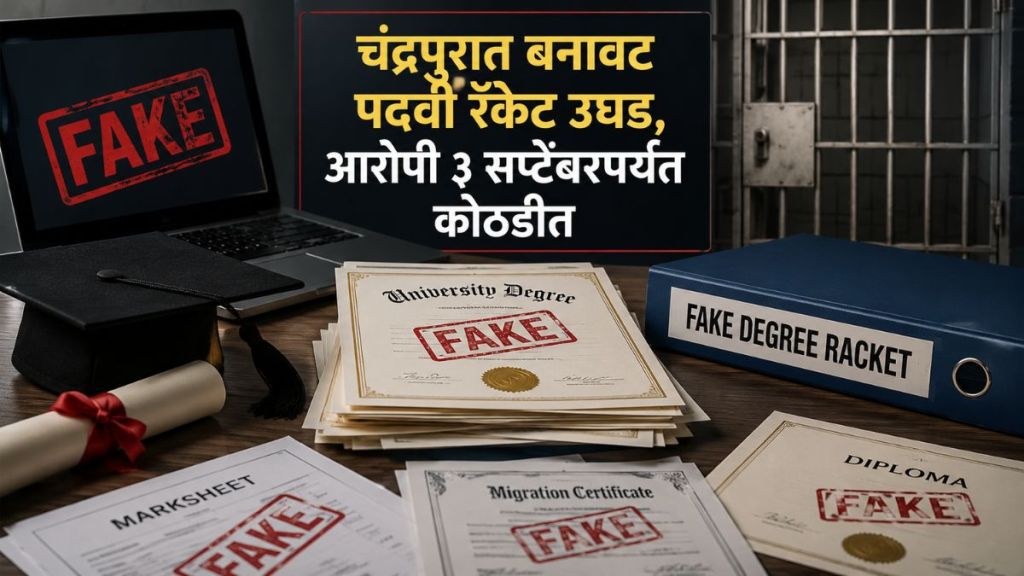 Chandrapur Fake Degree Racket update | Fake Degree Certificate Marriage Fraud Maharashtra news | चंद्रपूर बनावट पदवी घोटाळा बातमी | बनावट गुणपत्रिका लग्न फसवणूक चंद्रपूर Chandrapur Fake Degree Racket update | Fake Degree Certificate Marriage Fraud Maharashtra news | चंद्रपूर बनावट पदवी घोटाळा बातमी | बनावट गुणपत्रिका लग्न फसवणूक चंद्रपूर