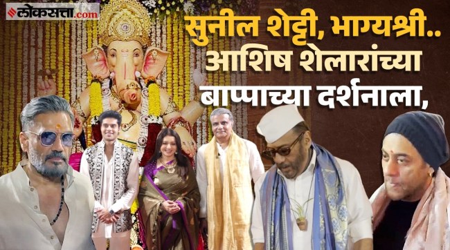 Celebrities gather at Minister Ashish Shelars residence to receive blessings from Bappa during the Ganeshotsav celebrations