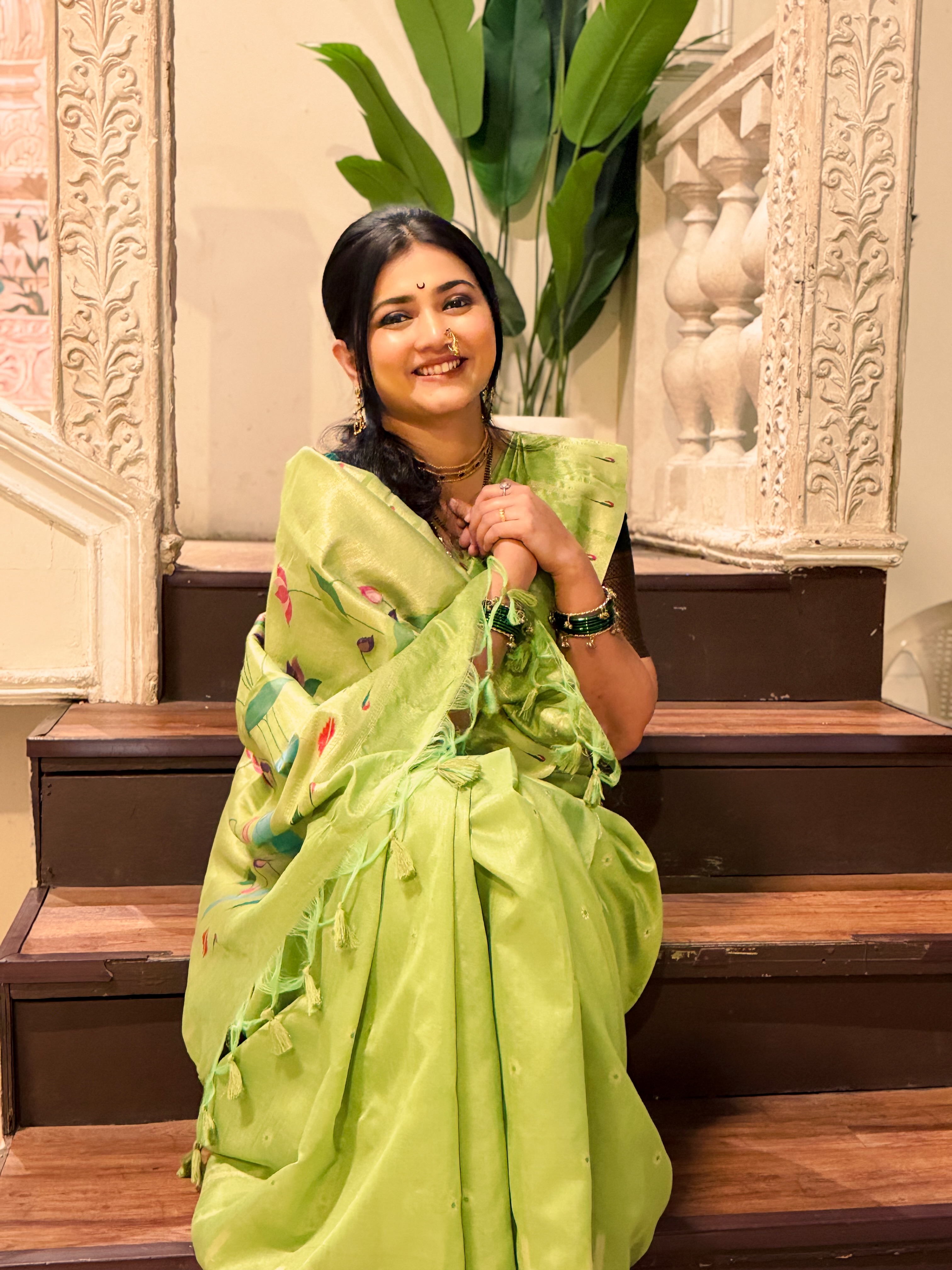 Dnyanada Ramtirthkar Green Paithani Saree Look