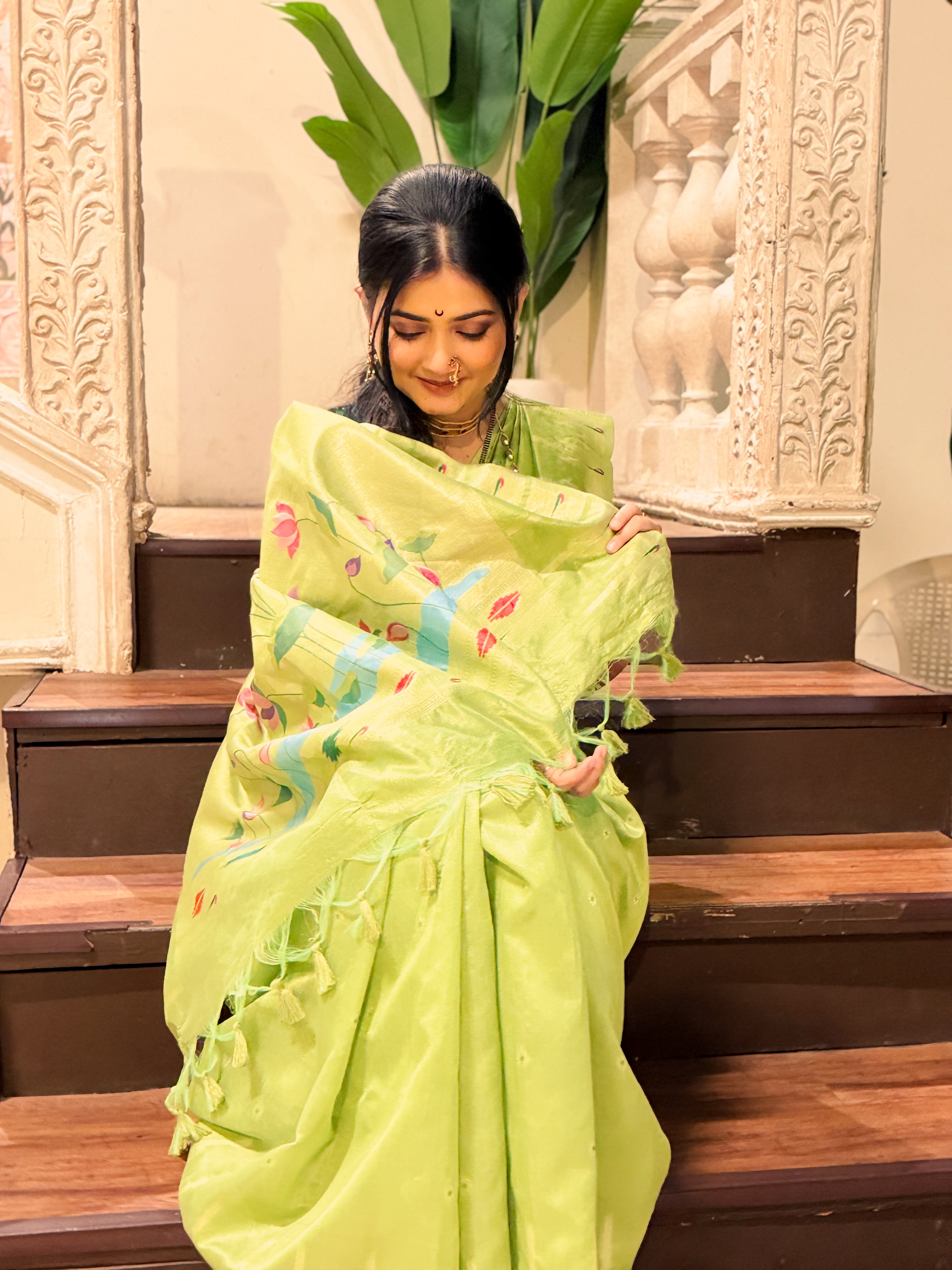 Dnyanada Ramtirthkar Green Paithani Saree Look