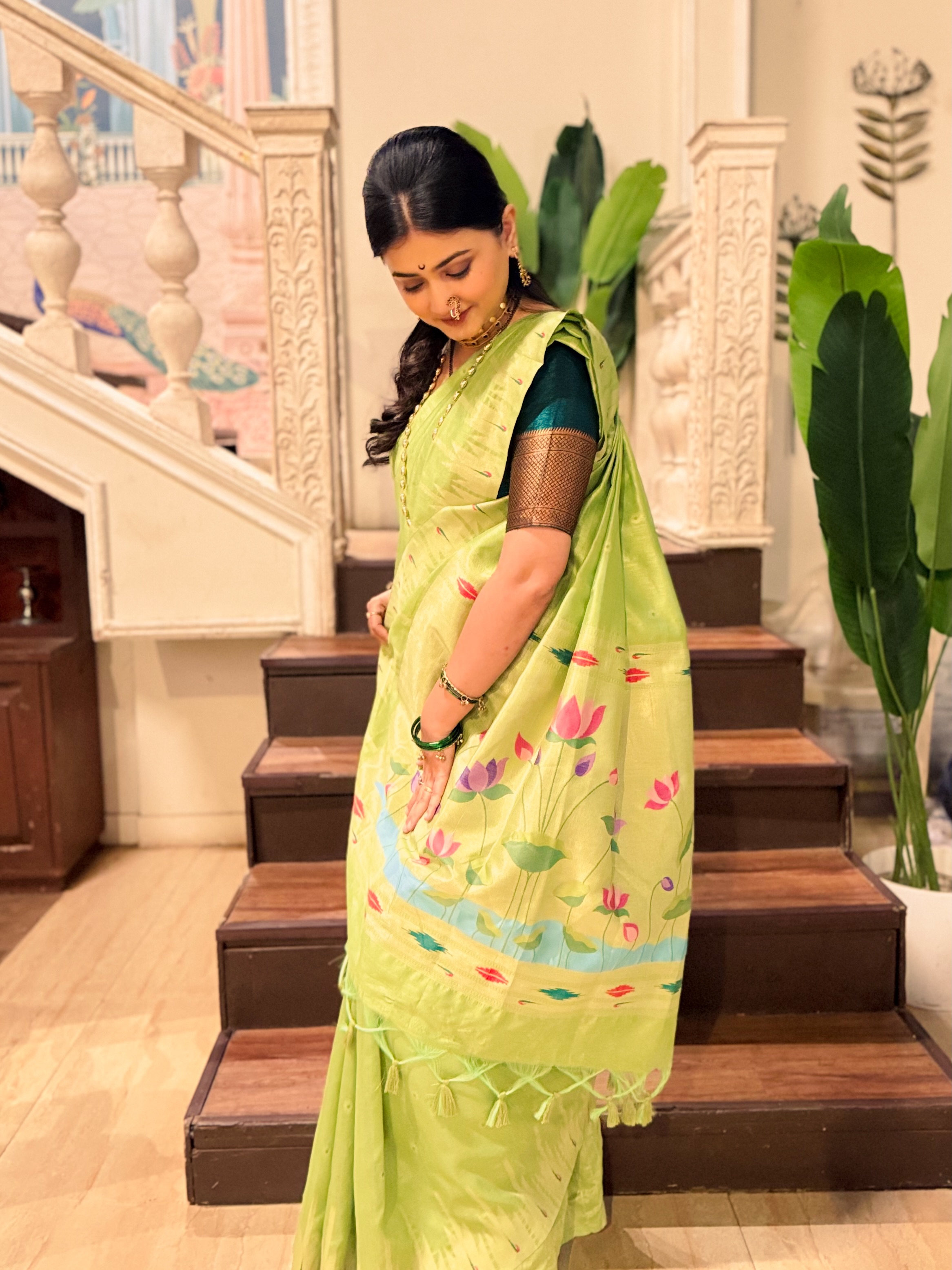 Dnyanada Ramtirthkar Green Paithani Saree Look