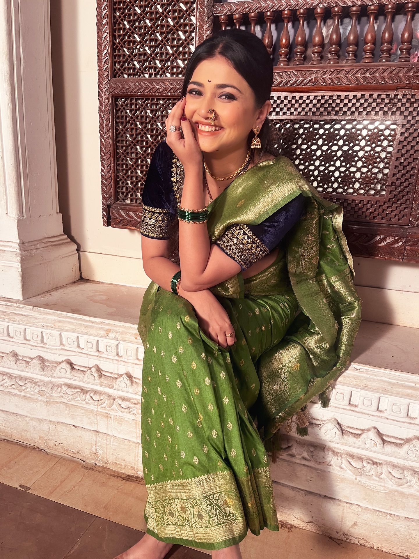Dnyanada Ramtirthkar Green Paithani Saree Look