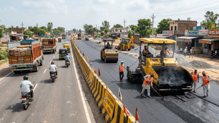 road construction work in maharashtra with dump truck | tipper trolley unloading construction material at site | gangapur parallel road construction project nashik | infrastructure development highway project india