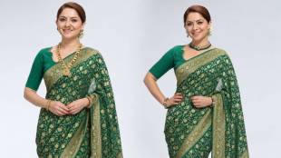 Sonalee Kulkarni green saree photos