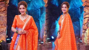 Rupali Bhosle orange paithani dress photoshoot