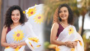 Prajakta Parab in white saree