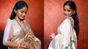 Prapti Redkar White Muniya Paithani Saree Look