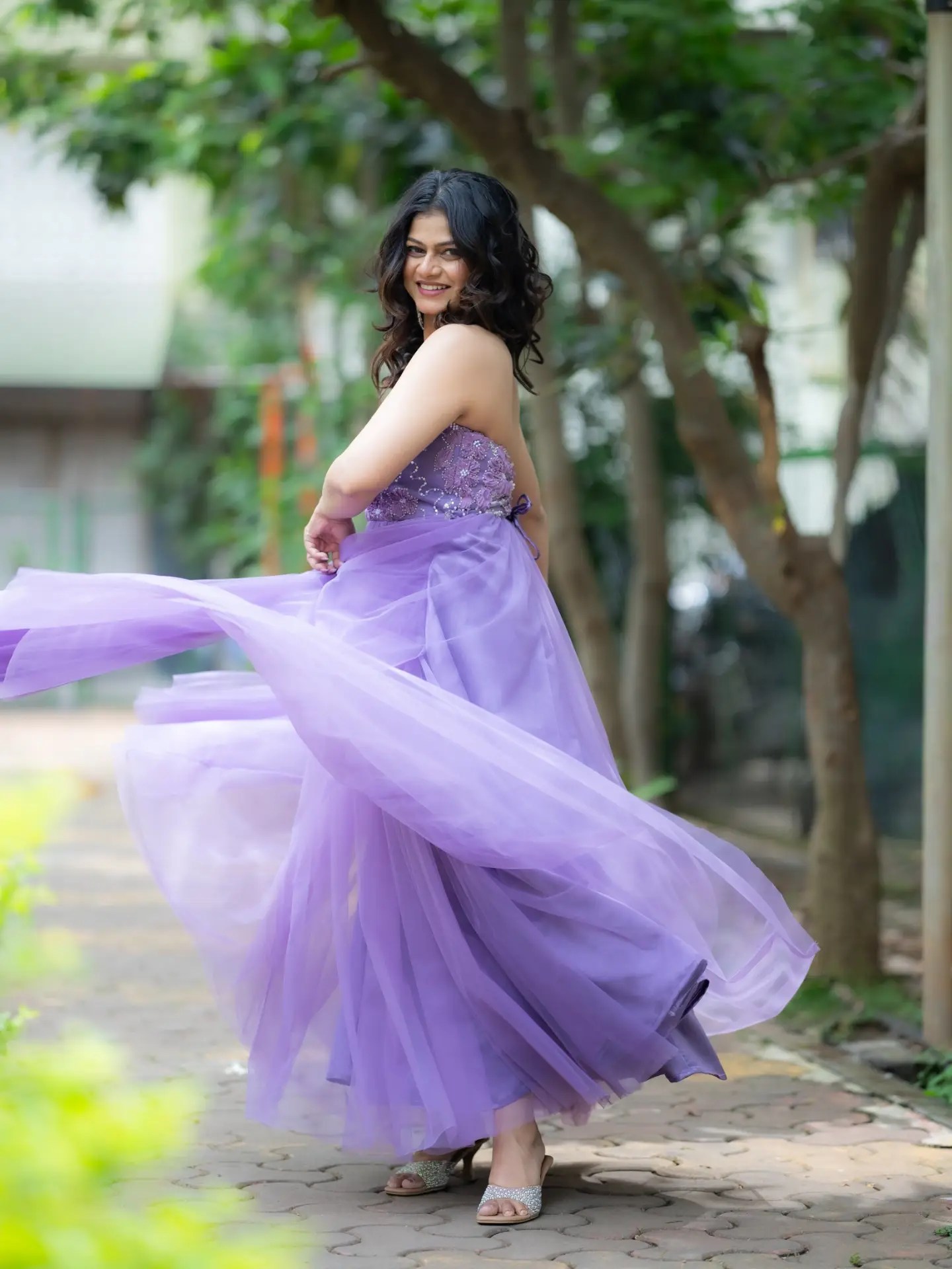 Purva Kaushik Purple Designer Gown Look