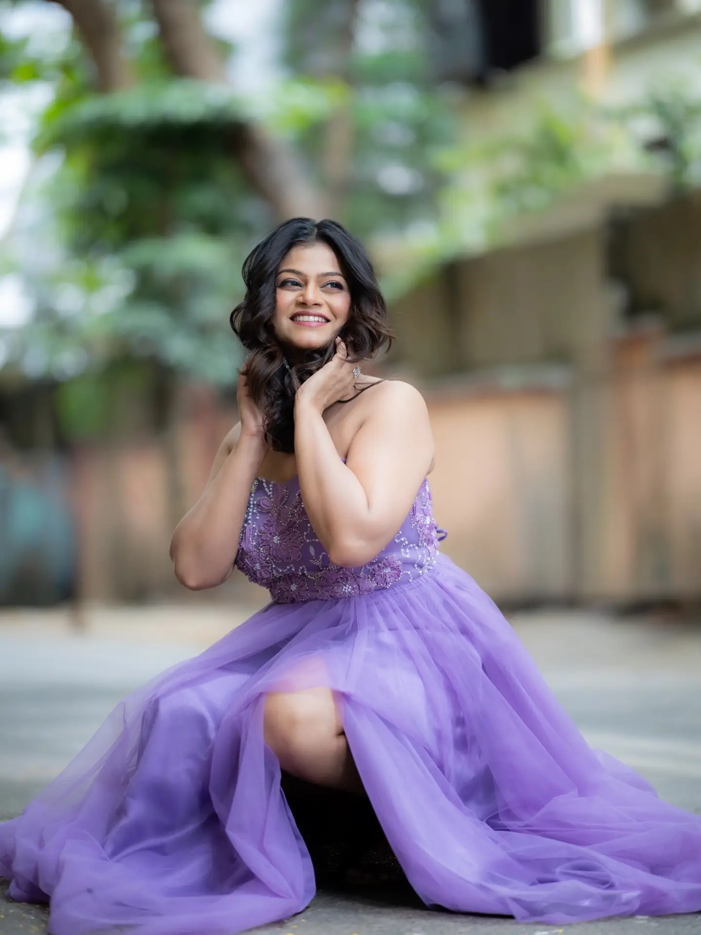 Purva Kaushik Purple Designer Gown Look
