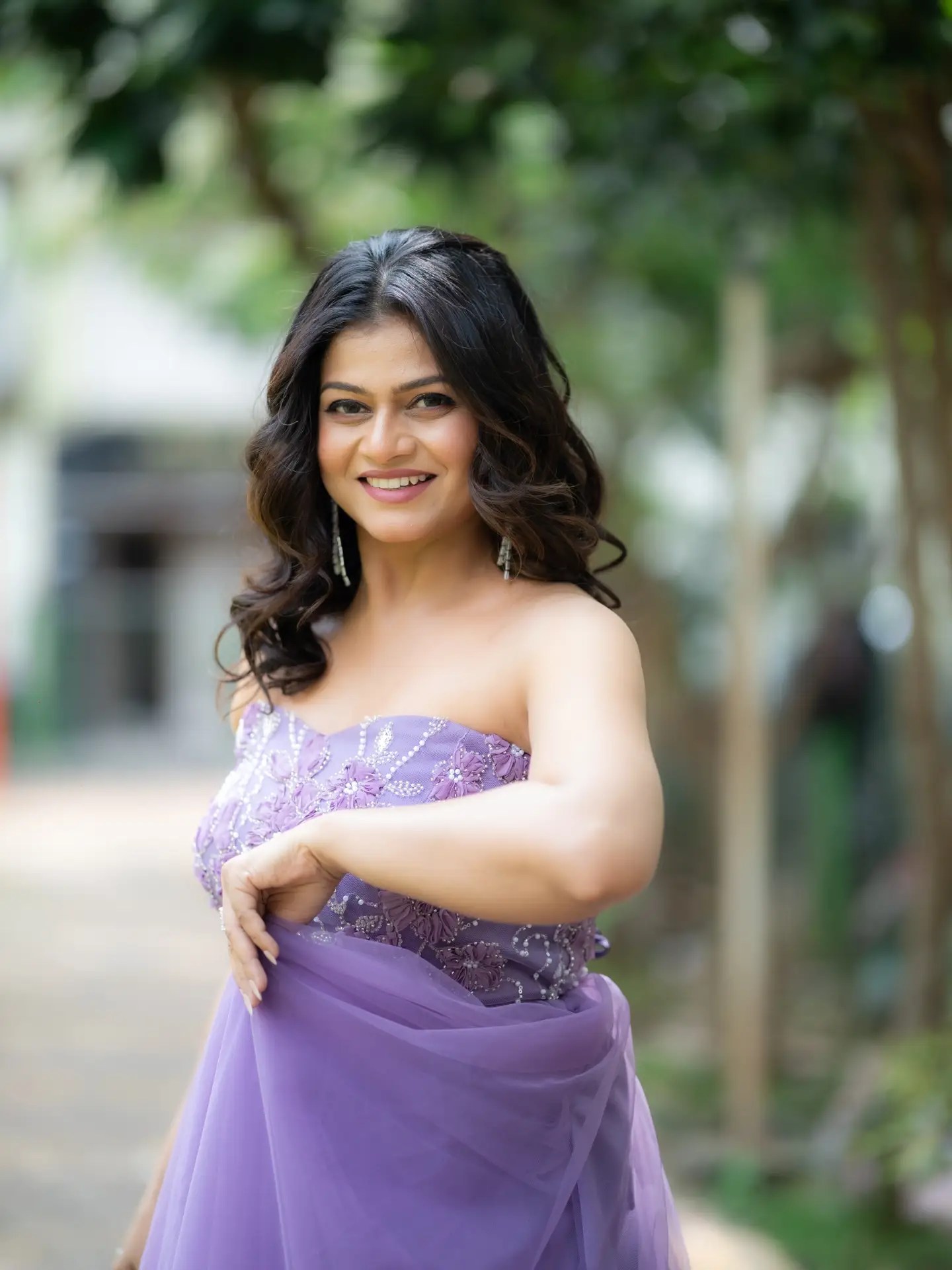 Purva Kaushik Purple Designer Gown Look