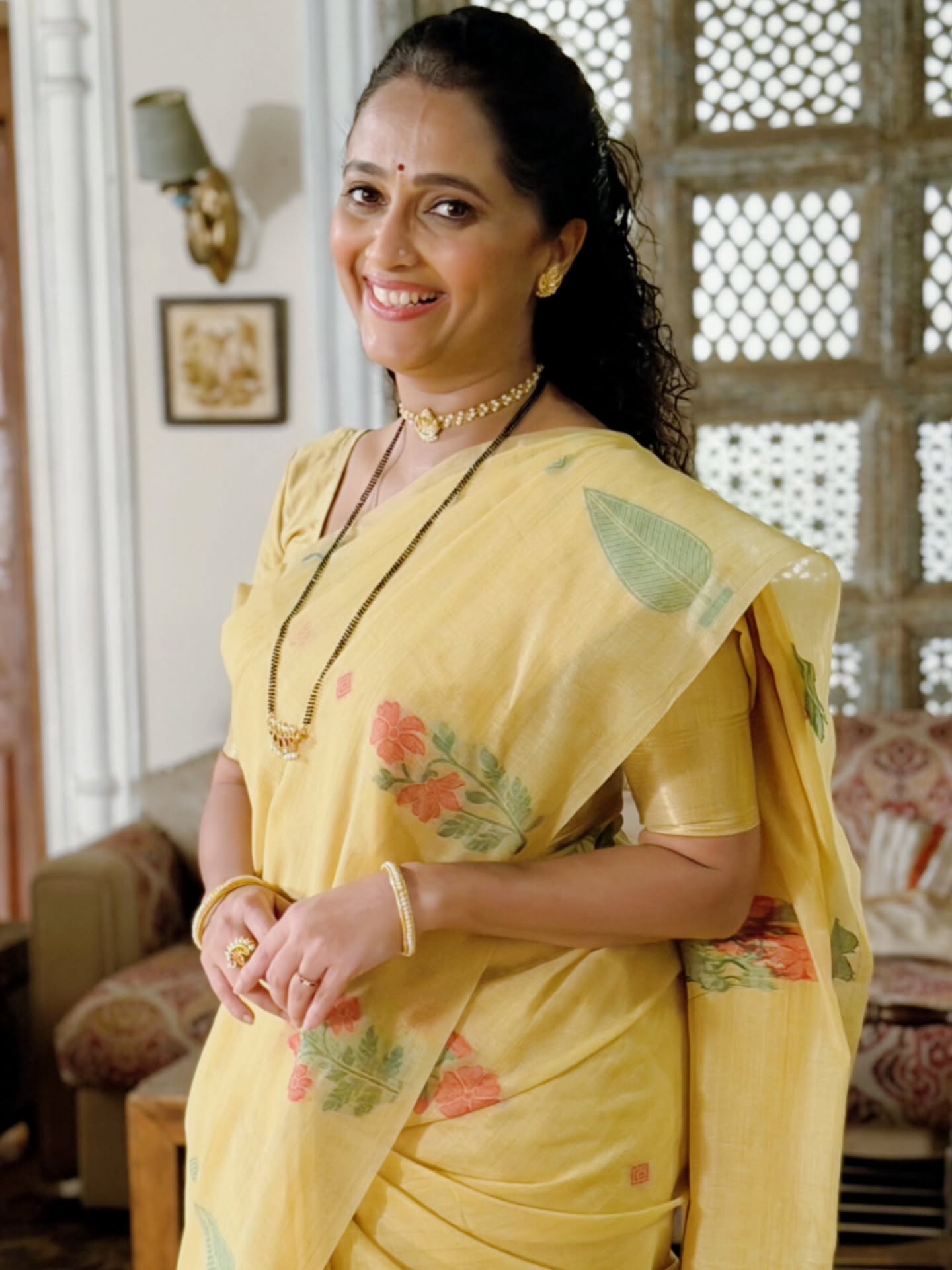 Rujuta Deshmukh Yellow Saree Look