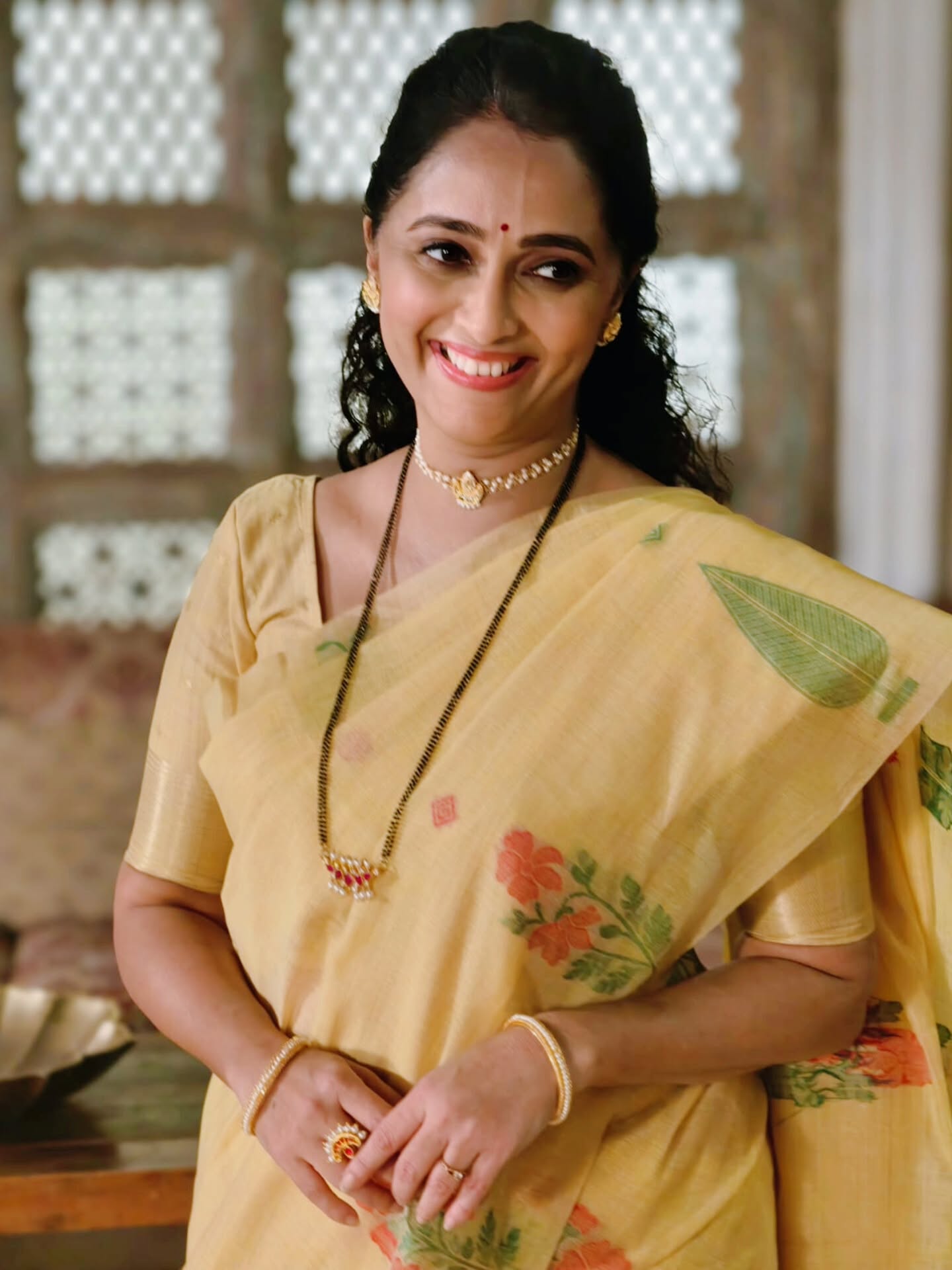 Rujuta Deshmukh Yellow Saree Look