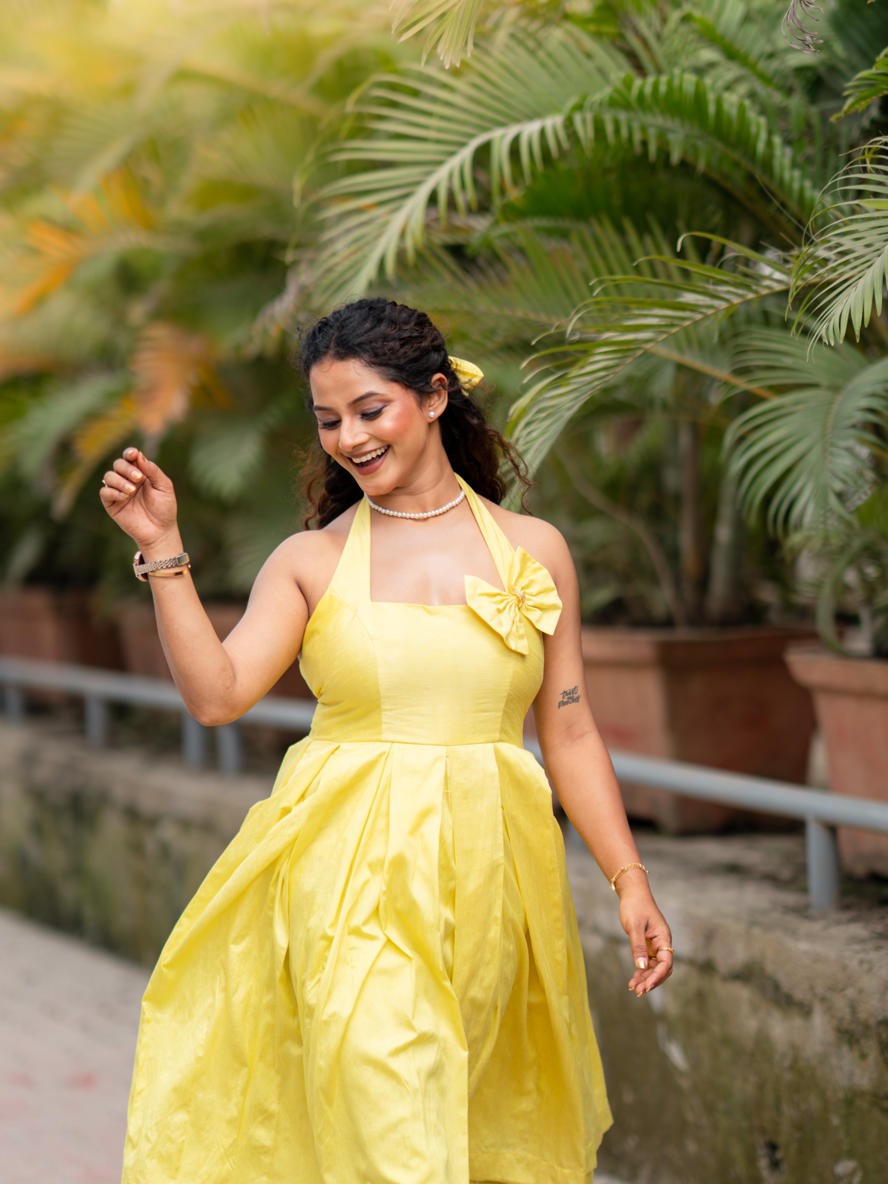Sakshee Gandhi Yellow One Piece Dress Look