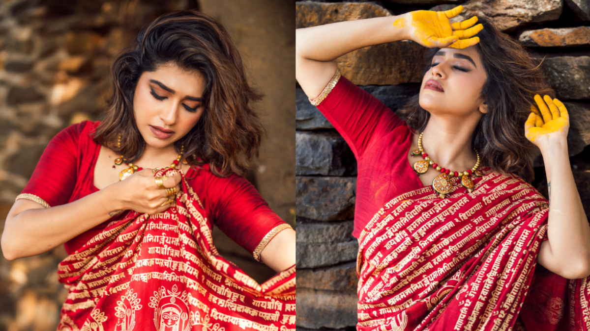 http://Sanskruti%20Balgude%20Red%20Saree%20Look