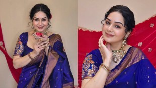 Sukhada Khandkekar Blue Paithani Saree Look