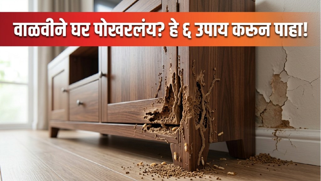 Termites damaging wooden furniture and walls in a house with home remedies for termite control Termites damaging wooden furniture and walls in a house with home remedies for termite control