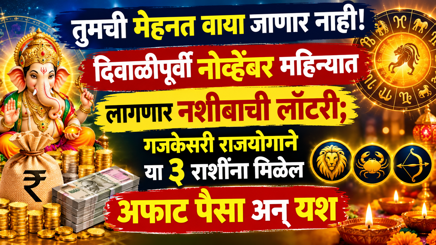 Snk Raja तुमची मेहनत वाया जाणार नाही! दिवाळीपूर्वी लागणार नशीबाची लॉटरी; गजकेसरी ...